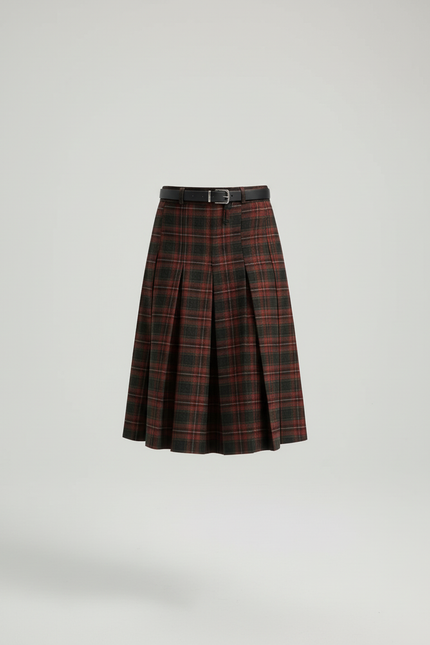 Jupe Midi Plissée Écossaise Preppy
