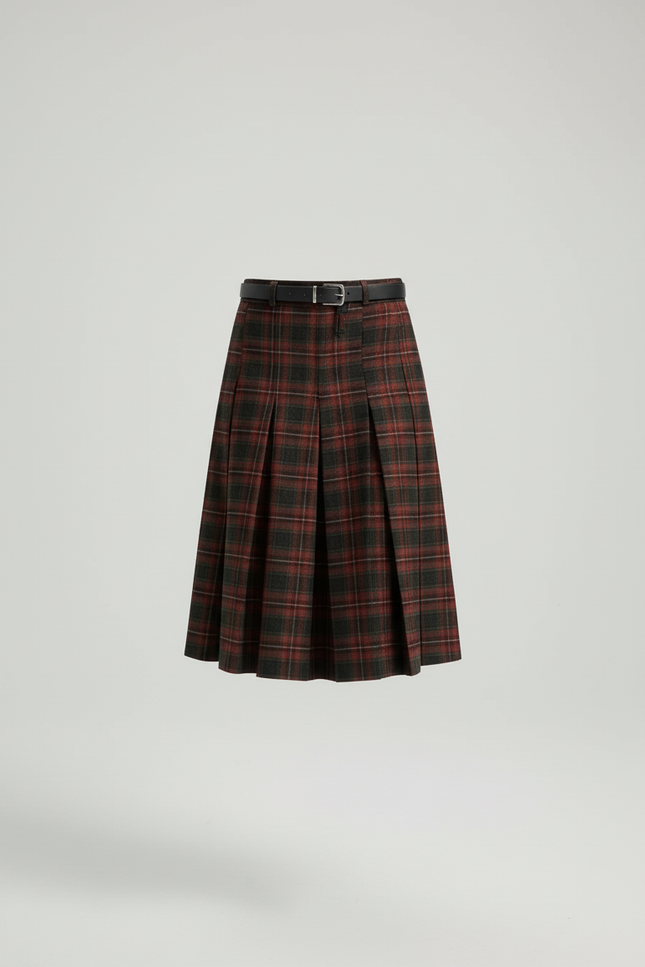 Jupe Midi Plissée Écossaise Preppy