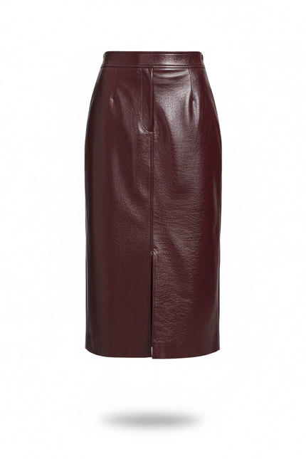 Jupe Midi Bordeaux Brillante Élégante