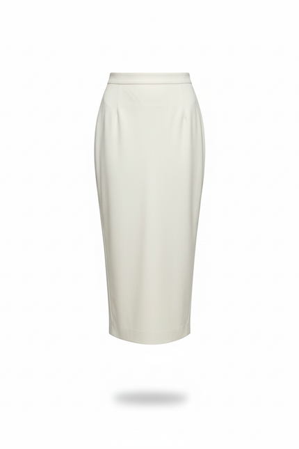 Jupe Midi Crème Similicuir Élégante