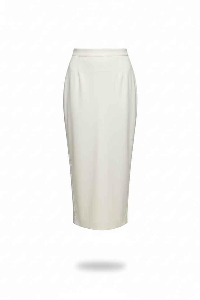 Jupe Midi Crème Similicuir Élégante
