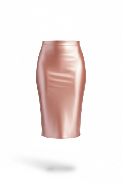 Jupe Midi Rose Satinée Élégante féminine