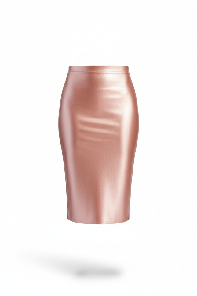 Jupe Midi Rose Satinée Élégante féminine