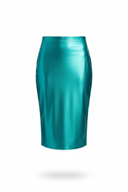 Jupe Midi Turquoise Brillante Chic