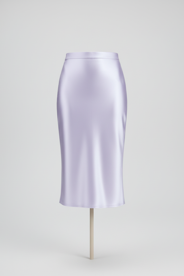 Jupe Midi Lavande Satinée Élégante