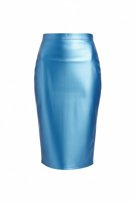 Jupe Midi Bleue Glossy Chic