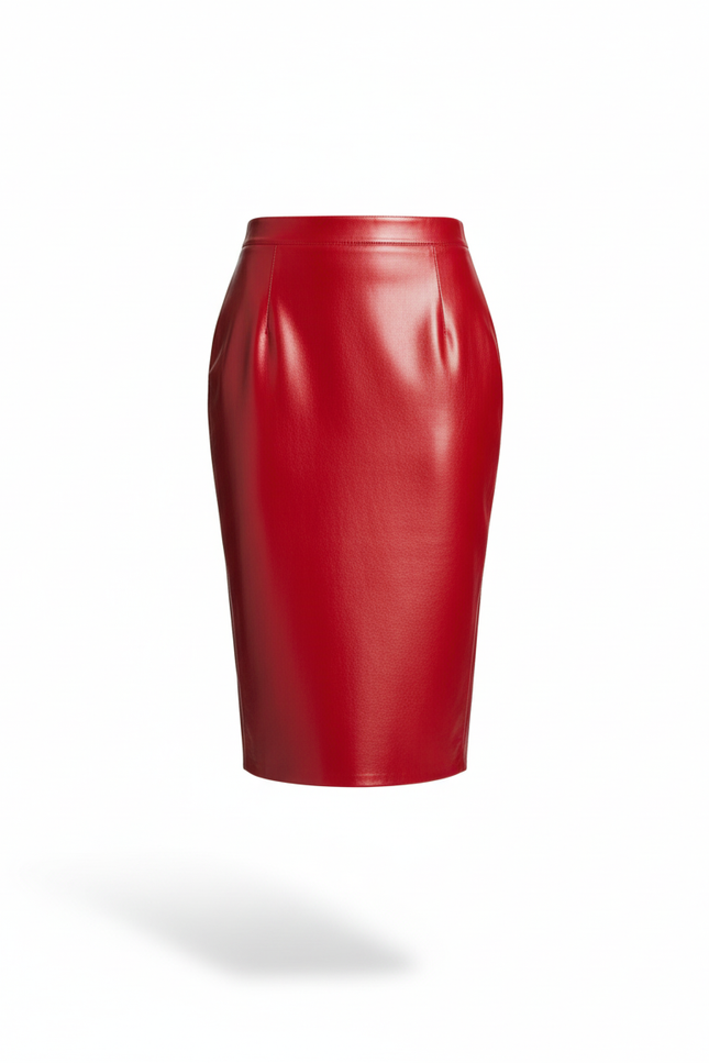 Jupe Midi Rouge Brillante Chic