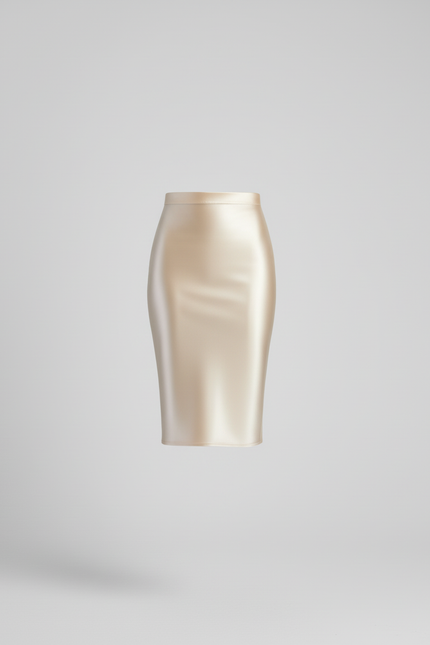 Jupe Midi Satin Brillant Champagne Élégante