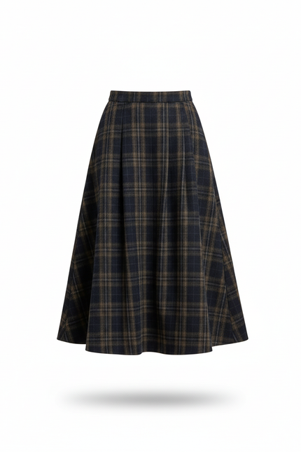 Jupe Midi Écossaise Laine Chic