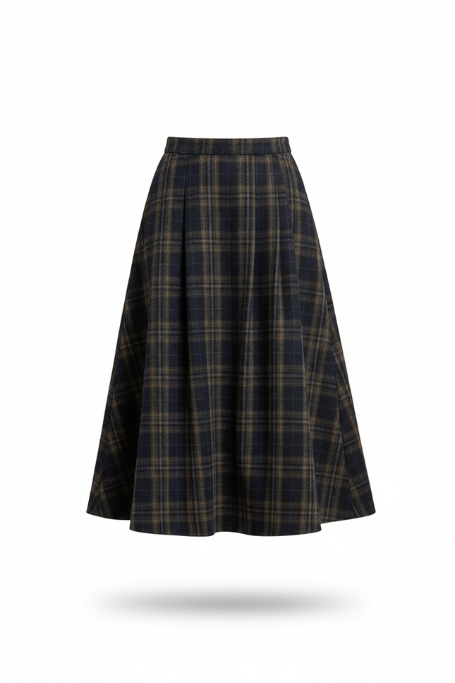 Jupe Midi Écossaise Laine Chic