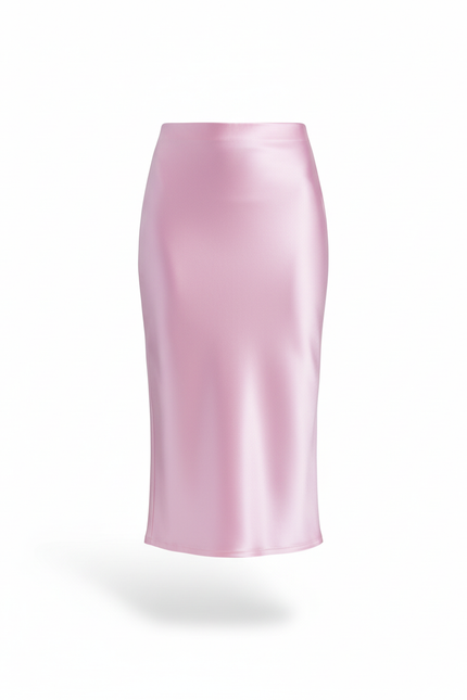 Jupe Midi Rose Satinée Élégante romantique