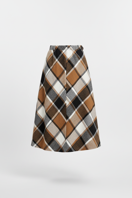 Jupe Midi Carreaux A-Line Élégante