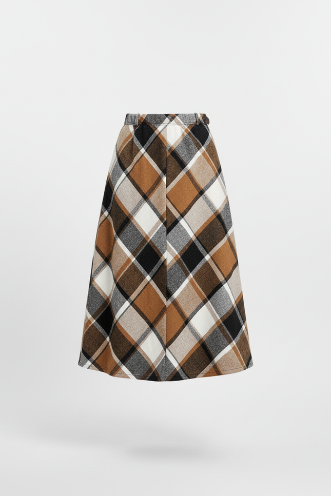 Jupe Midi Carreaux A-Line Élégante