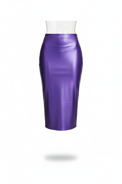 Jupe Midi Satinée Violette Élégante
