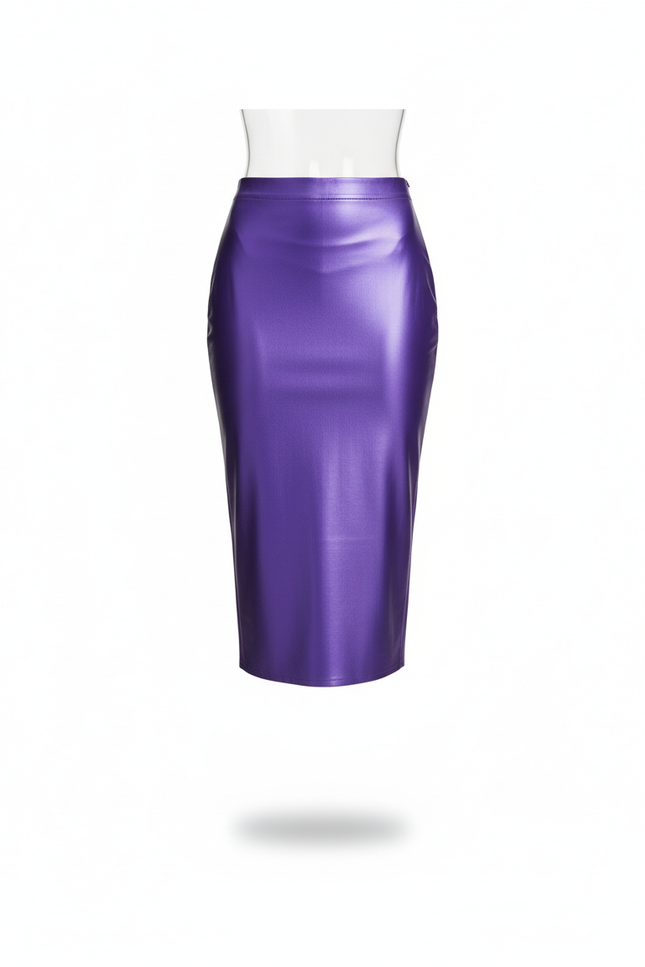 Jupe Midi Satinée Violette Élégante