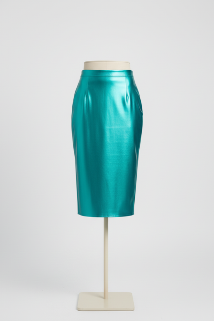 Jupe Midi Brillante Turquoise Chic