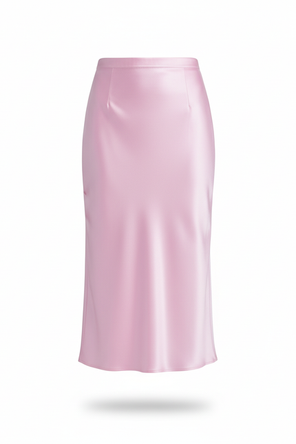 Jupe Midi Rose Satinée Élégante délicate