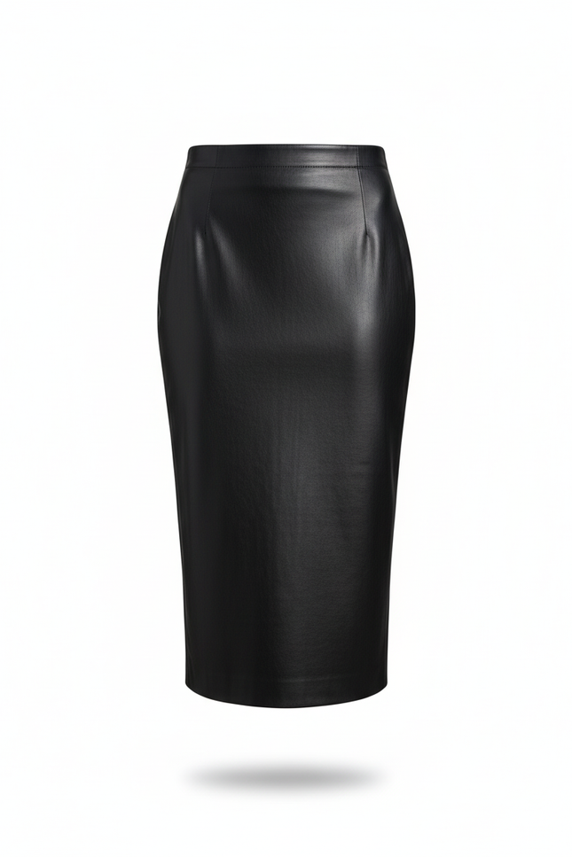Jupe Midi Noire Brillante Élégante