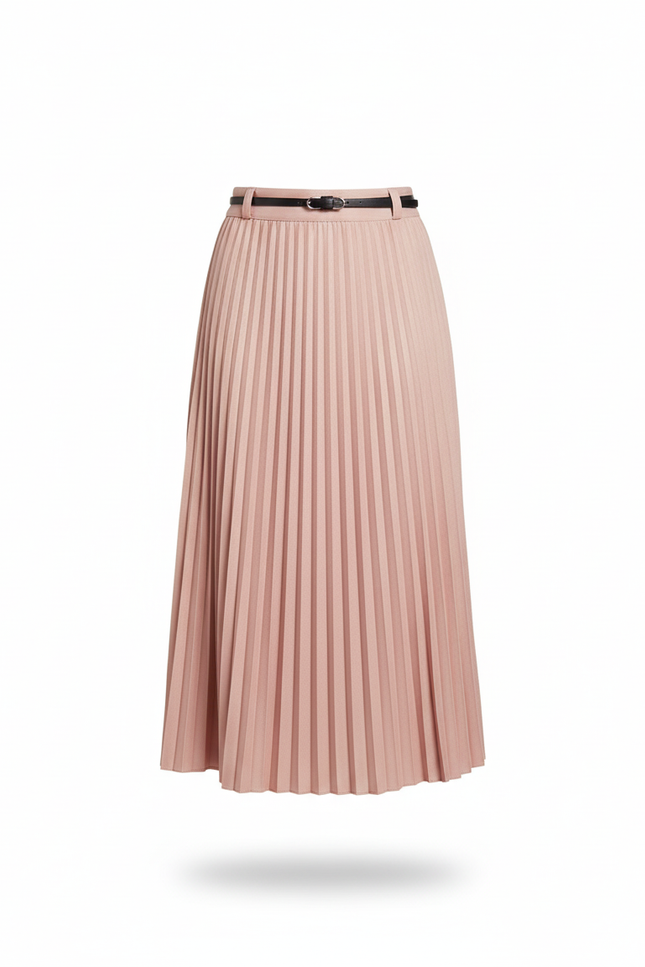 Jupe Midi Rose Plissée Chic