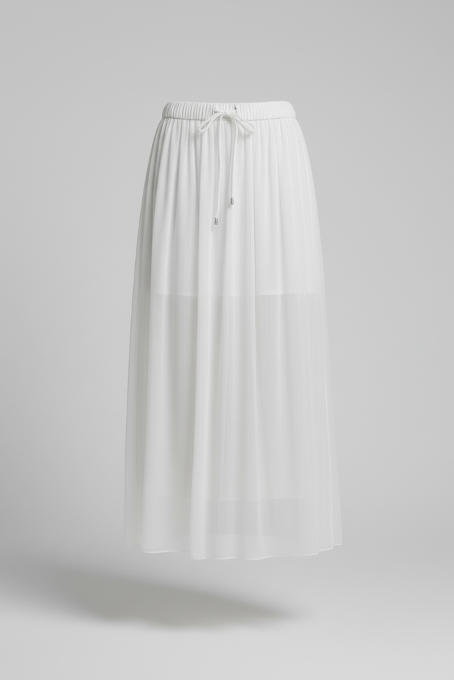 Jupe Midi Blanche Fluide Plissée