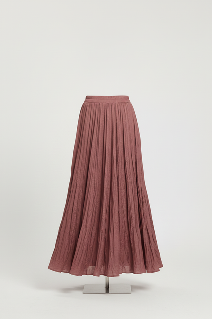 Jupe Midi Rose Froissée Fluide