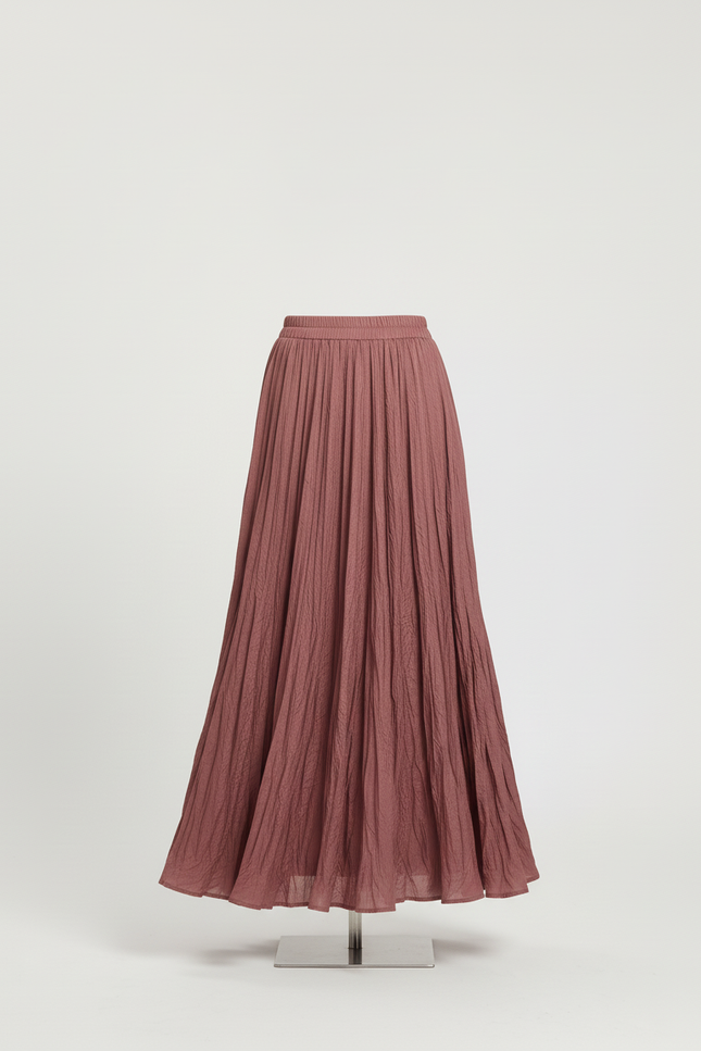 Jupe Midi Rose Froissée Fluide