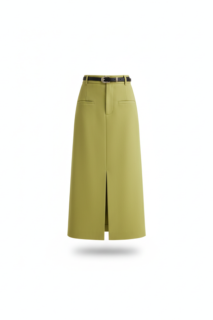 Jupe Midi Verte Fendue Chic tendance