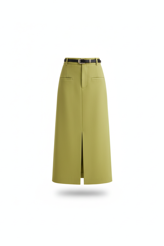 Jupe Midi Verte Fendue Chic tendance