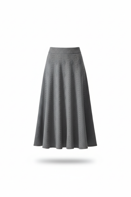 Jupe Midi Grise Tricotée Élégante