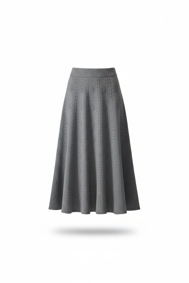 Jupe Midi Grise Tricotée Élégante
