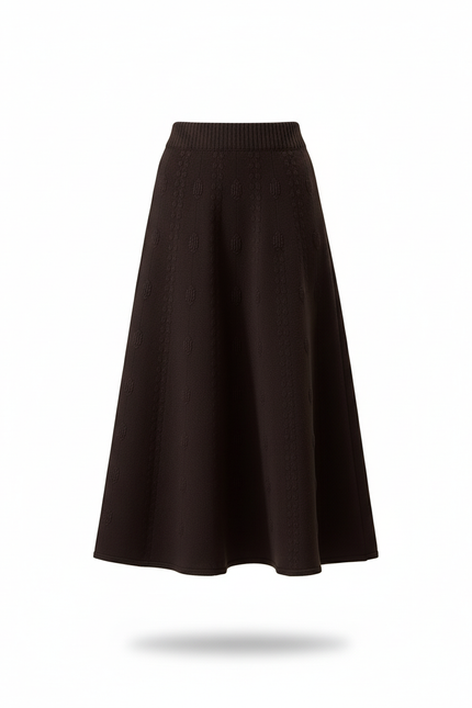 Jupe Midi Tricotée Noire Chic