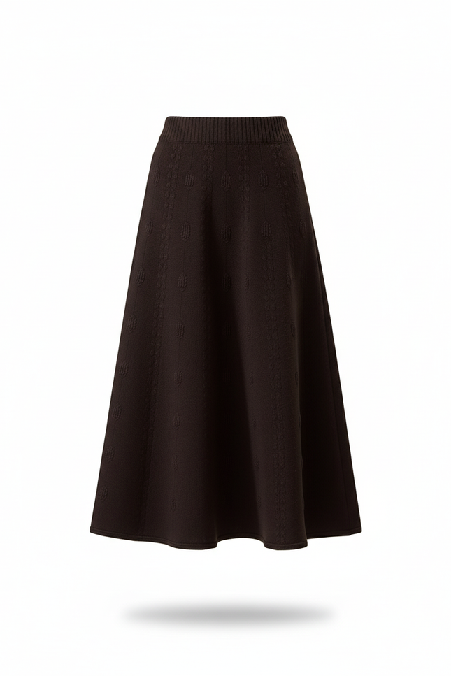 Jupe Midi Tricotée Noire Chic