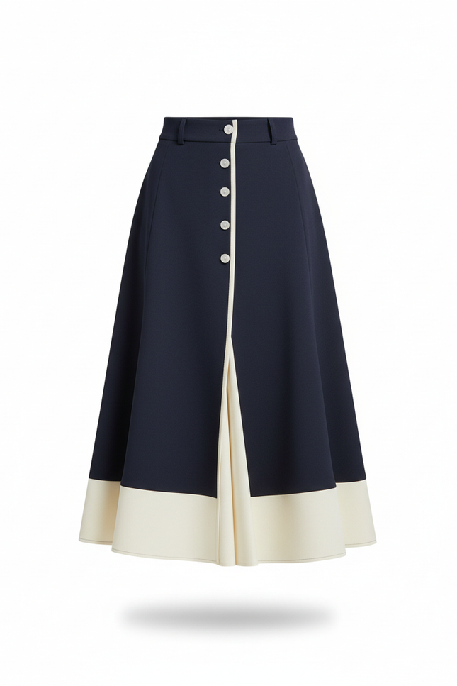 Jupe Bleu Marine Midi